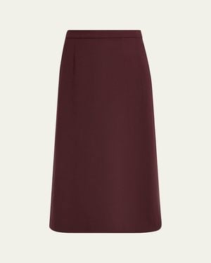 Lafayette 148 New York A-Line Stretch Wool Midi Skirt - Purple