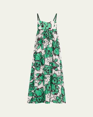Diane von Furstenberg Miranda Sequin Floral-Print Linen Maxi Dress - Green