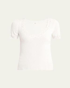 Chloé Pointelle Knit Wool Top - Natural