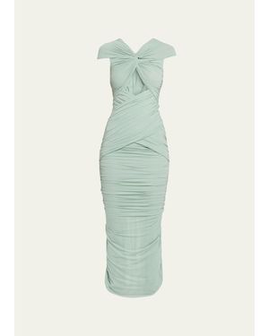 Ronny Kobo Nasha Cutout Ruched Bodycon Maxi Dress - Green