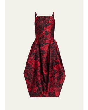 Michael Kors Rose Jacquard Balloon Midi Dress - Red