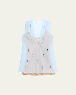 Shani Leila Embellished Chiffon Mini Dress - Blue