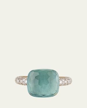 Pomellato 18K Nudo Maxi Sky Topaz Diamond Ring - Green