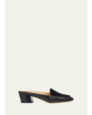 Gabriela Hearst Alena Mixed Leather Block-Heel Mules - White