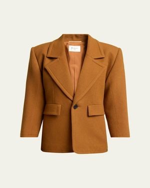 Saint Laurent Brushed Wool Single-Breasted Jacket - Brown