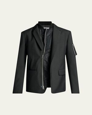 Sacai Combo Wool Suiting Sport Coat - Black