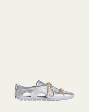 Simone Rocha Cutout Metallic Leather Ballerina Sneakers - Natural