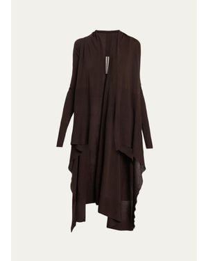 Rick Owens Wool Knit Long Wrap Cardigan - Brown