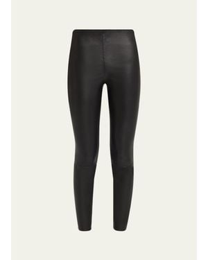 Alice + Olivia Lennox Mid-Rise Leather Leggings - Black