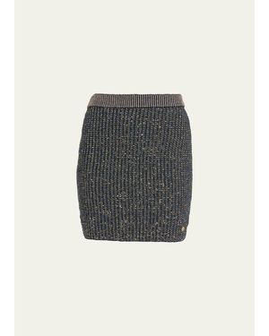 Balmain Glittered Tweed Mini Pencil Skirt - Gray