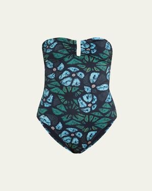 Ulla Johnson Monterey Bandeau One-Piece Swimsuit - Blue