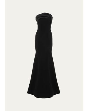 Gaurav Gupta Organza Trim Strapless Trumpet Gown - Black