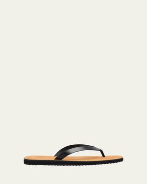 The Row City Leather Flat Thong Sandals - Natural
