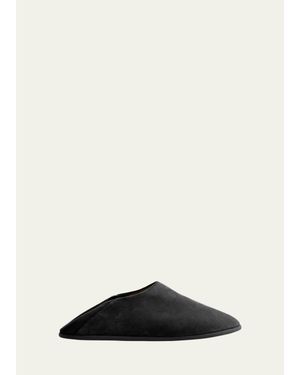 Christen Big Bootie Suede Slipper Mules - Black