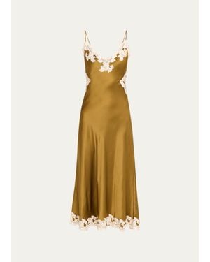 Ronny Kobo Lalita Stretch-Silk A-Line Midi Dress - Metallic