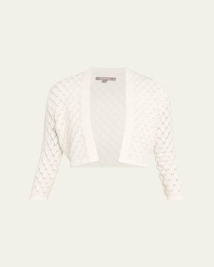 Lela Rose Pointelle Knit Bolero Jacket - Natural