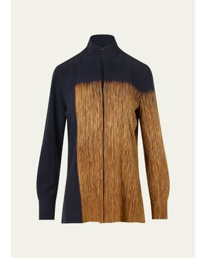 Akris Oro Lienzo Silk Crepe Tunic Blouse - Blue
