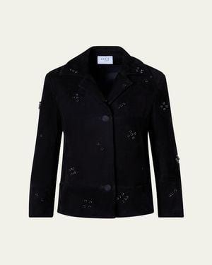Akris Punto Crystal Goat Suede Single-Breasted Jacket - Blue