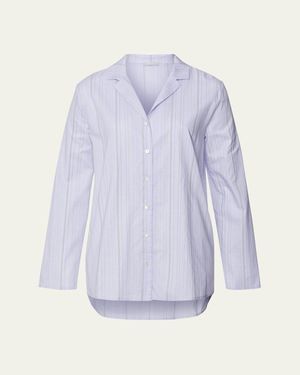 Hanro Striped Woven Cotton Sleep Shirt - Blue