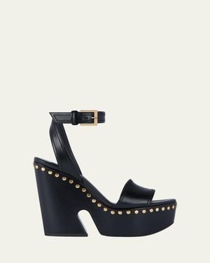 Givenchy 95Mm Platform Leather Clog Sandals - Blue