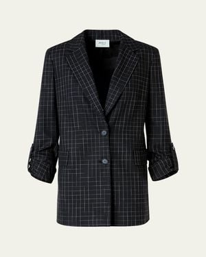 Akris Punto Windowpane Check Single-Breasted Jacket - Blue