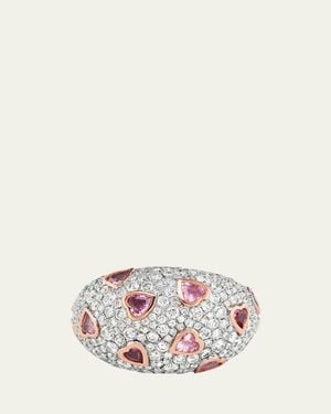 Emily P. Wheeler 18K Rose Sparkle Dome Statement Ring With Diamonds And Sapphires - Natural