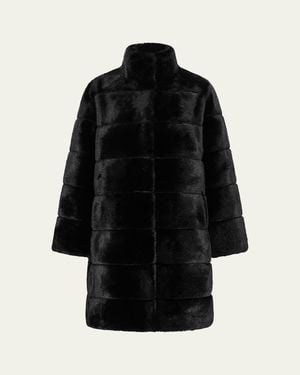 Lyla Grant Fur-Free Reversible Faux Mink Coat - Black
