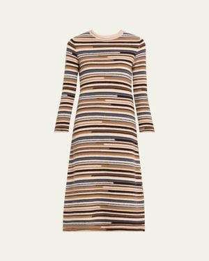 Veronica Beard Sanders Striped Knit Midi Dress - Natural