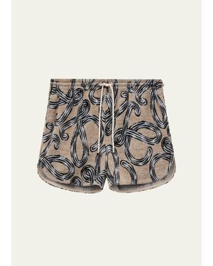Loewe X Paula's Ibiza Anagram-Print Towelling Pull-On Shorts - Multicolor
