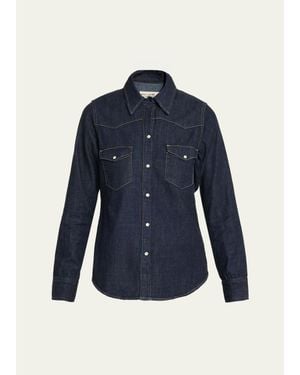 Nili Lotan Travis Denim Western Shirt - Blue