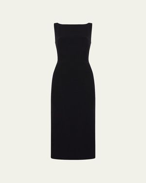 Another Tomorrow Doppio Fitted Midi Dress - Black