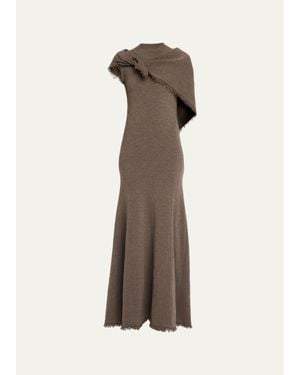 Monse Fringe-Hem Sleeveless Knit Midi Dress - Natural