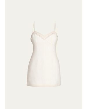 LoveShackFancy Sue Embellished Wool-Blend Mini Dress - Natural