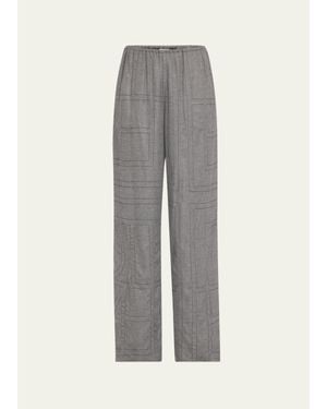 TOTEME Monogram Flannel Pajama Bottoms - Gray