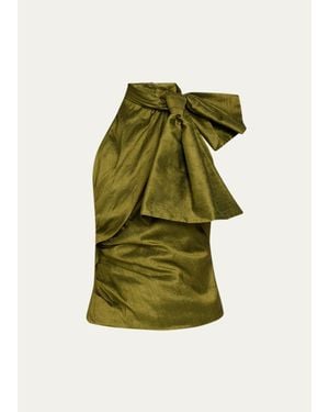 Christopher John Rogers Bow-Neck Silk Halter Top - Green