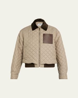 Loewe Corduroy-Collar Quilted Barn Jacket - Natural