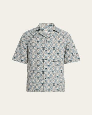 Loro Piana Federico Linen Camp Shirt - Gray