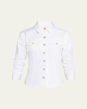 Cinq À Sept Canyon Scrunched Denim Jacket - White