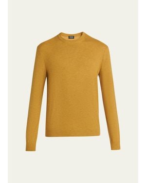 ZEGNA Cashmere Crewneck Sweater - Yellow