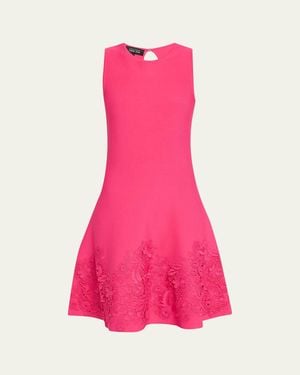 Teri Jon Sleeveless Lace-Trim Knit Dress - Pink