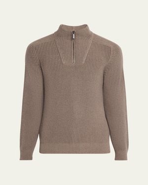 Iris Von Arnim Amarillo Half-Zip Cashmere Pullover - Brown