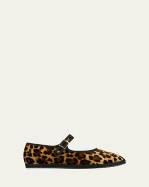 Vibi Venezia Printed Canvas Mary Jane Ballerina Flats - White