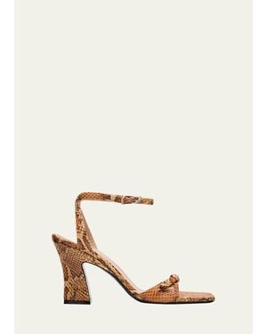 NODALETO Snake-Printed Leather Ankle-Strap Sandals - Natural
