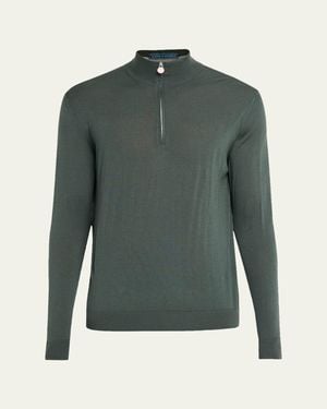 Kiton Wool Half-Zip Sweater - Green