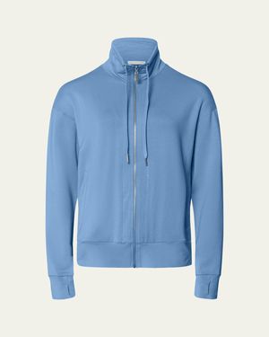Hanro Balance Zip-Front French Terry Jacket - Blue