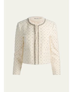 Alice + Olivia Thomasina Embellished Tweed Jacket - Natural