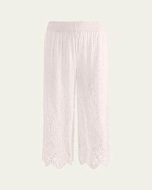 Alice + Olivia Elba Embroidered Cotton Pants - Pink