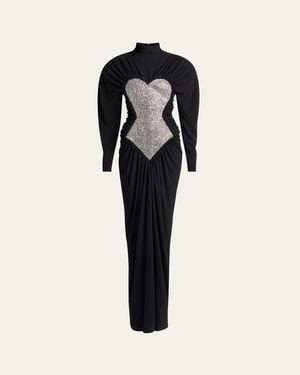 Stella McCartney Gathered Crystal Body Contour Gown - Blue