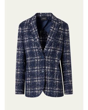 Akris Wool-Viscose Tweed Kora Jacket - Blue