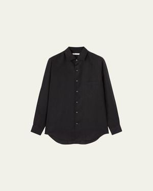 Loro Piana Andre Long-Sleeve Linen Shirt - Black